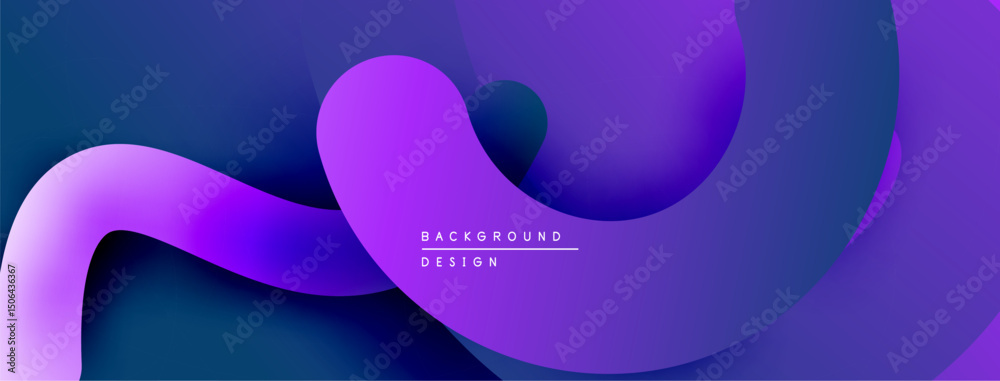 Poster Abstract fluid shapes, purple hues dominate design. Smooth gradients create dynamic visual flow. Modern background texture.