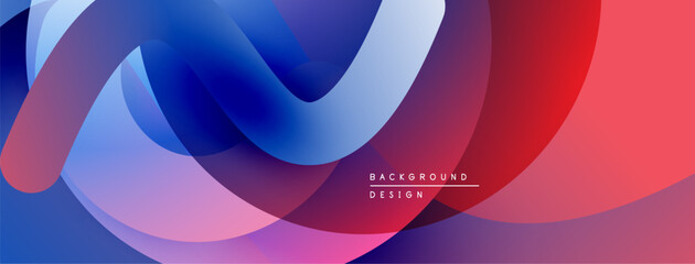 Abstract fluid shapes blend, creating vibrant gradients. Colors transition smoothly, forming dynamic composition. Modern design element.