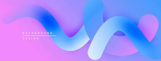 Abstract fluid shapes, vibrant colors blend. Gradient background creates smooth visual flow. Modern design element.