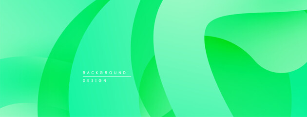 Abstract green background. Smooth curves create fluid shapes, gradients offer depth. Modern design for digital projects.