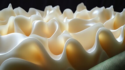 Obraz premium Abstract textured form in pale cream and gold tones.