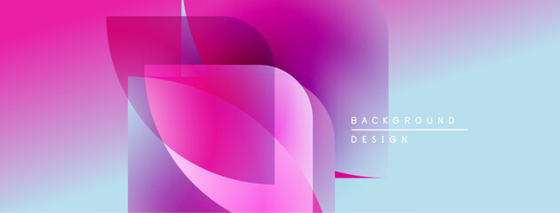 Abstract pink, blue gradients form layered shapes. Modern design suggests fluidity, dynamism, visual appeal. Text reads background design.