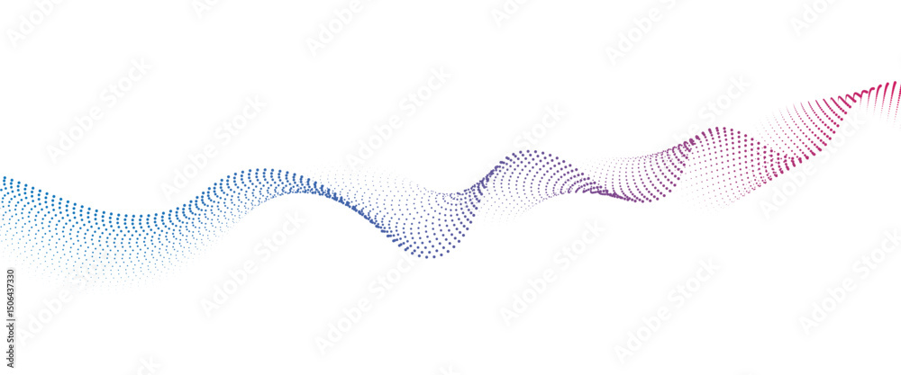 Poster Flowing Dot Wave halftone gradient pattern on transparent background	