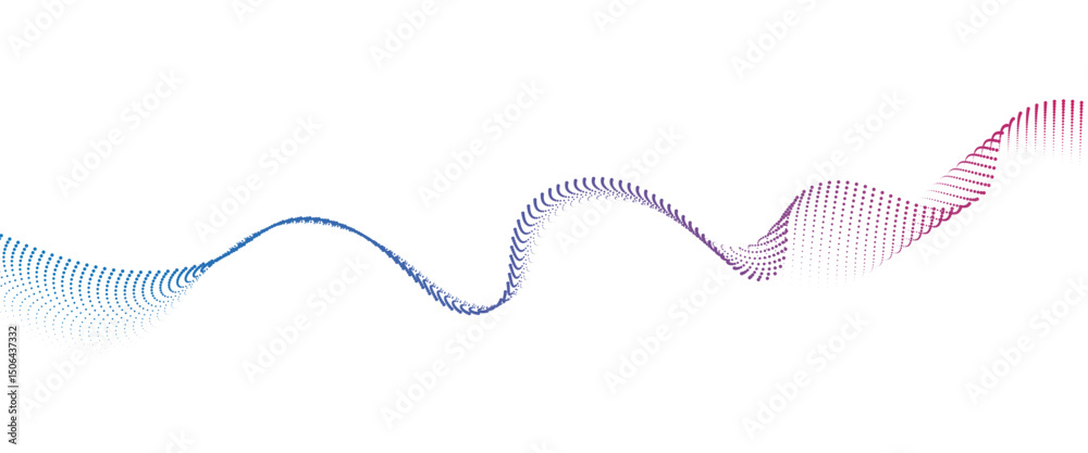 Poster Flowing Dot Wave halftone gradient pattern on transparent background	
