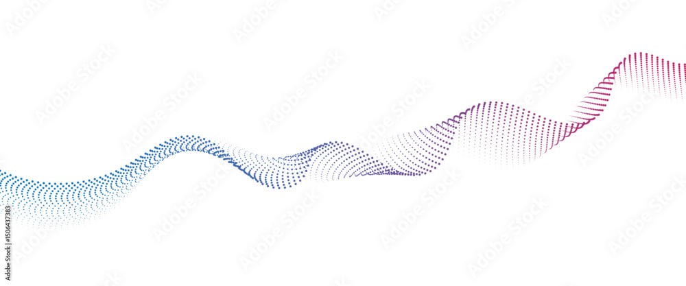 Poster Flowing Dot Wave halftone gradient pattern on transparent background	