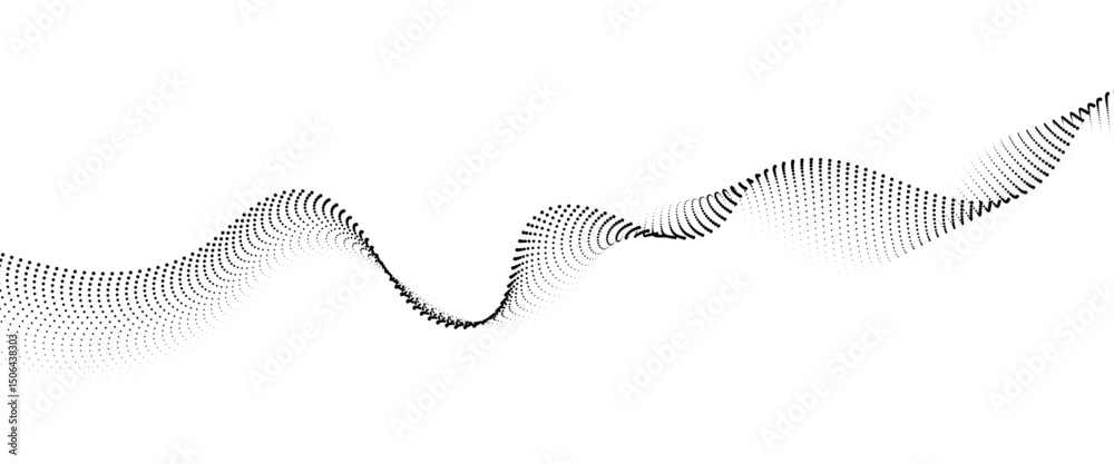 Fototapete flowing dot wave halftone gradient pattern on transparent background