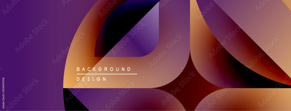 Poster Abstract gradients form flowing shapes. Purple, orange hues dominate design. Minimal text reads background design. Modern aesthetic.