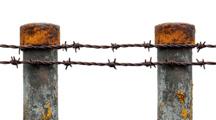 Rusty barbed wire loop isolated on transparent background. PNG Social Issues
