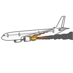 イラスト素材:エンジンファイア！国際線旅客機の緊急事態