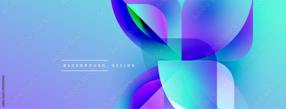 Aufkleber abstract fluid shapes overlap, creating vibrant blue, purple gradients. modern design element for ba