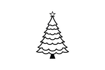 Fototapeta premium Christmas tree line art vector