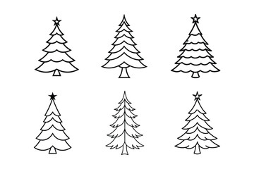 Obraz premium Christmas tree line art vector