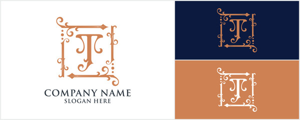 initial T monogram logo, wedding & Fashion logo design, Vector illustration