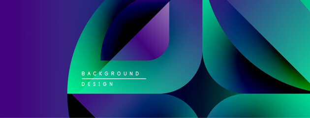 Abstract gradients overlap, creating dynamic visual effect. Modern design features vibrant purple, blue, green hues. Text reads background design.