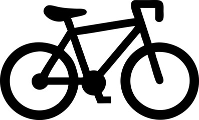 Black vector silhouette of a vintage sport bicycle with a red gear, isolated on white for road cycling and transportation