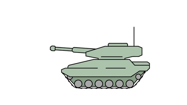 tank icon animated on white background, army tank vector animation.