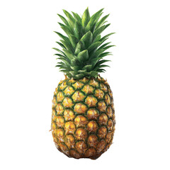 Ripe pineapple fruit isolated transparent background tropical summer food