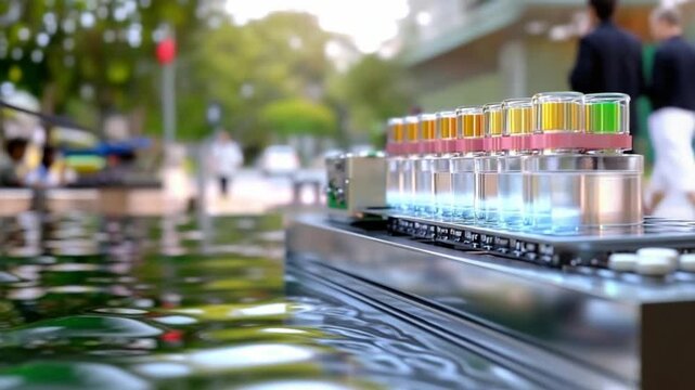 Scientific Progress: Capturing the essence of scientific advancement through a row of vibrant, colorful vials, symbolizing the ongoing development and innovative breakthroughs in the scientific realm.