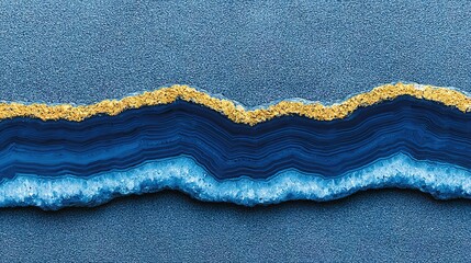 A detailed close-up view of a blue agate slice with gold accents.