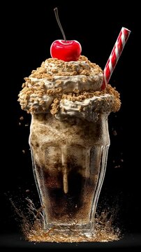 Creamy Root Beer Float with Whipped Cream and Cherry Garnish