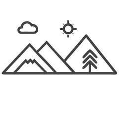 Mountain Landscape Icon for Travel Apps, Hiking Blogs, Outdoor Adventure Websites, Tourism Marketing, and Nature Conservation Materials