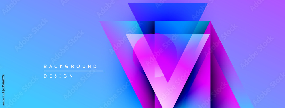 Aufkleber Abstract geometric design. Vibrant blue, purple gradients create layered triangular shapes. Modern background for digital projects.