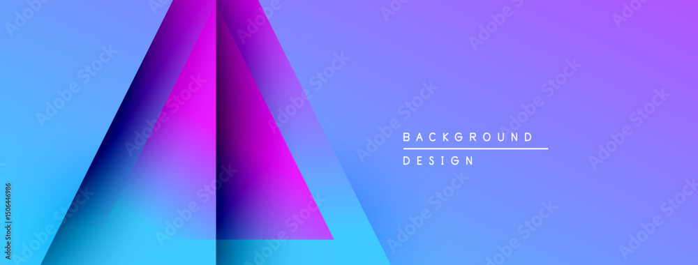 Poster Abstract geometric design. Gradient colors blend, creating modern visual impact. Blue, purple hues dominate composition. Minimal text present.