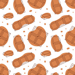 Chocolate Dessert Seamless Pattern Illustration with Melted Sweets and Cakes in Flat Cartoon Style