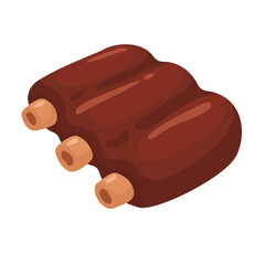 Delicious Barbecue Ribs Icon in Flat Style on White Background for Food and Cooking Themes
