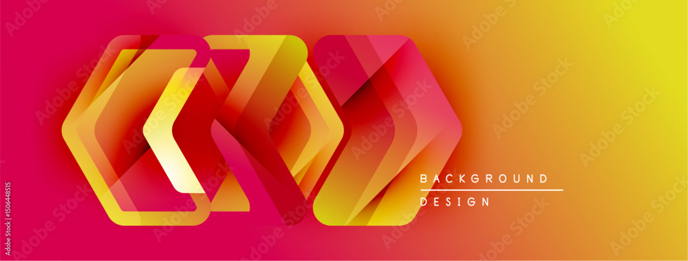 Aufkleber abstract geometric shapes overlap, creating vibrant gradient effect. yellow, orange, red hues domina