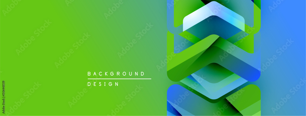 Fototapete abstract geometric design. green transitions to blue. overlapping squares create depth, modern aesth