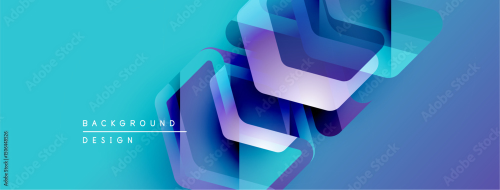 Aufkleber abstract geometric shapes overlap, creating vibrant blue, purple gradients. modern design element fo