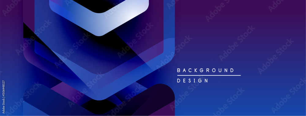 Aufkleber Abstract geometric shapes overlap, creating dynamic blue purple gradient. Modern design element for backgrounds, presentations.
