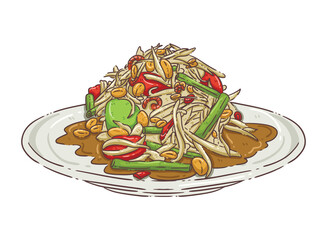 thai food Asian food som tum illustration