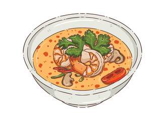 thai food illustration isolate tomyumkung