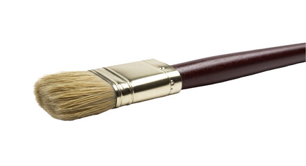 Fototapeta premium Isolated Detailed Studio Shot Of Paint Brush With Wooden Handle And Gold Details