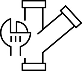 Broken Pipes Line Icon Drawn with Thin Line