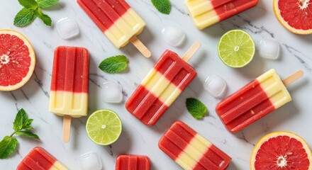 Refreshing homemade fruit popsicles with citrus accents for a summer treat
