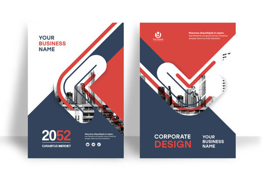 Business Report Cover Template &ndash; Red and Dark Gray Geometric Layout (A4)