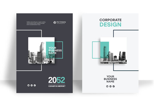 Business Report Cover Template &ndash; Green and Black Geometric A4 Design