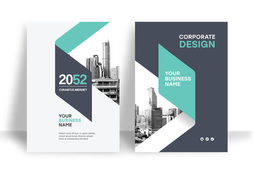Business Report Cover Template &ndash; Green and Black Geometric A4 Design
