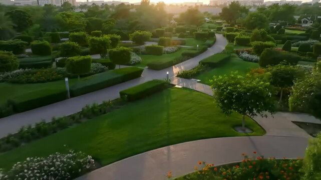 Panoramic View of Wadi Hanifa Garden in Riyadh at Golden Hour
