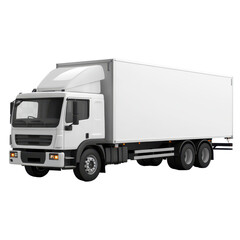 Delivery cargo truck on transparent background for commercial use and design projects, white delivery cargo truck on isolated transparent background, car mockup template