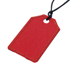 Bright red price tag isolated on a white background perfect for retail and promotional needs, Blank red price tag isolated on white background