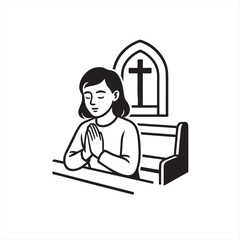 woman praying in church