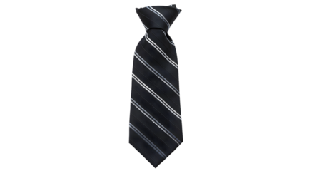 Isolated Formal Black Tie with White Diagonal Stripes Photo