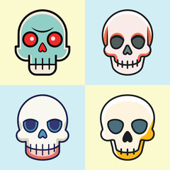 Obraz premium Skull Flat Illustration – Simple Cartoon Vector in Flat Style