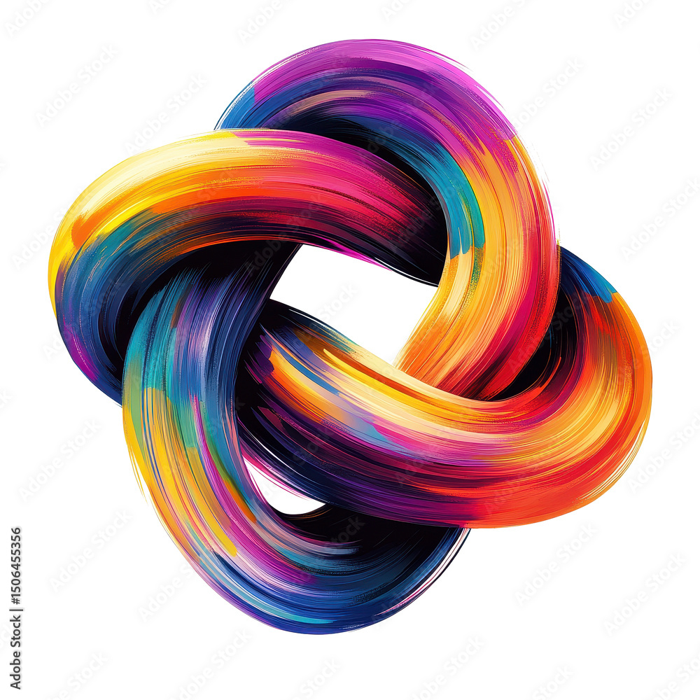 Poster Colorful abstract design featuring a vibrant knot on a Transparent background creating a striking visual effect, colorful abstract design a knot, PNG background