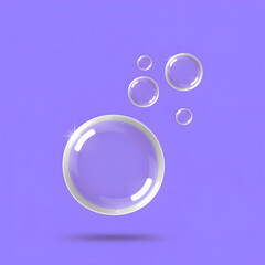 Minimal 3D icon of cute, shiny, transparent soap bubbles adrift in simple style
