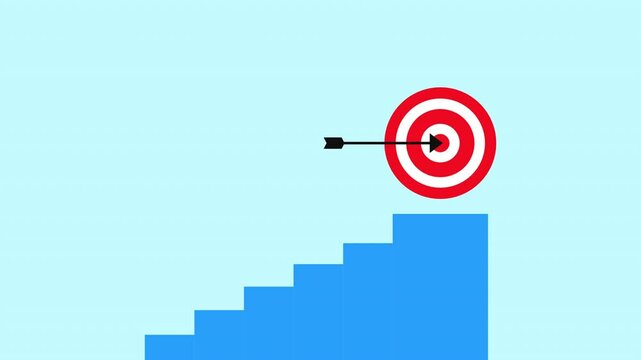 Stairs and target for business animation 4k on clean background